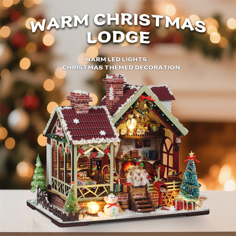Warm Christmas Cabin DIY Miniature House Kit