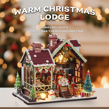 Warm Christmas Cabin DIY Miniature House Kit