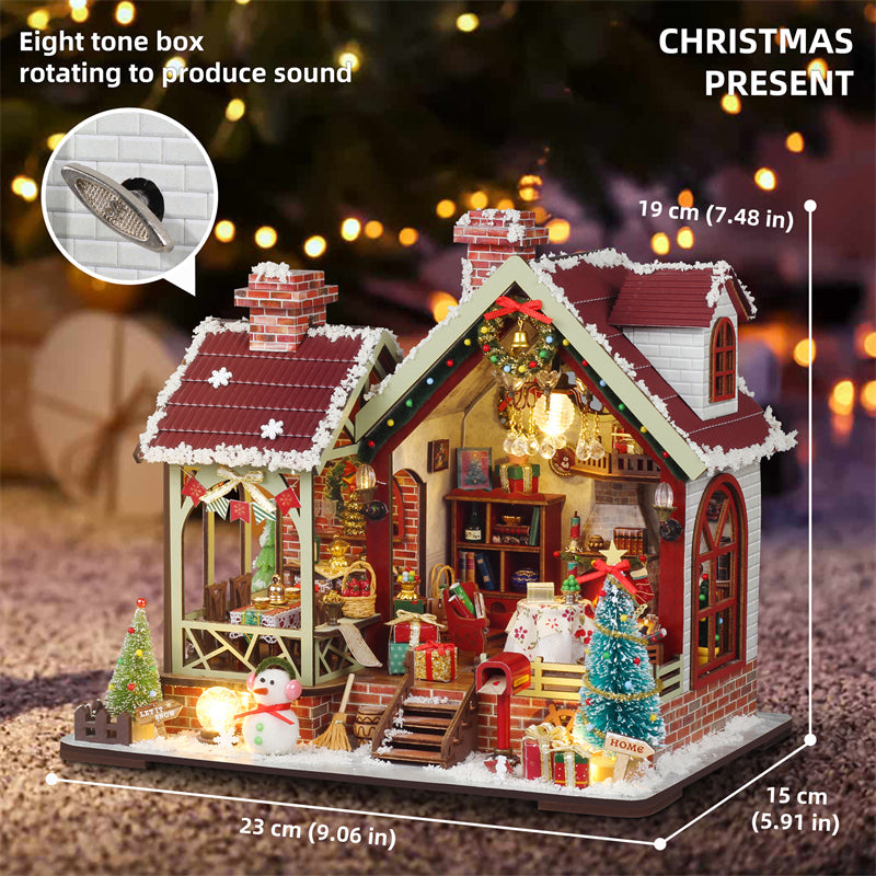 Warm Christmas Cabin DIY Miniature House Kit