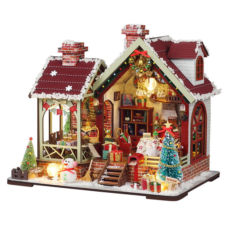 Warm Christmas Cabin DIY Miniature House Kit