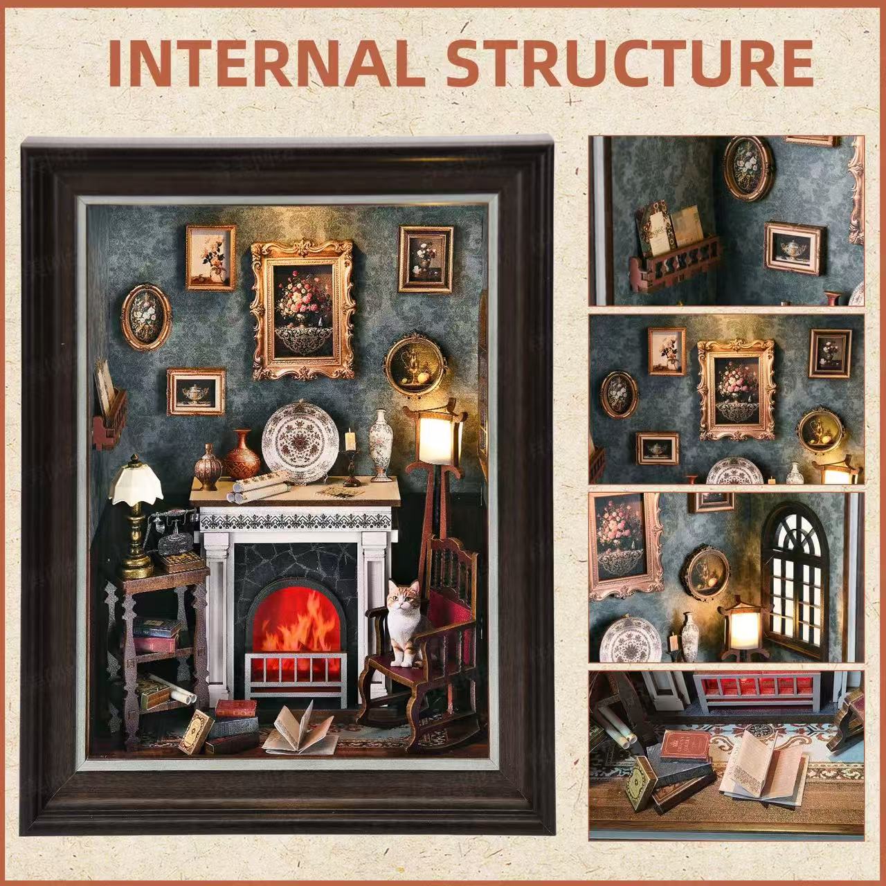Vintage Fireplace Frame DIY Book Nook Kit