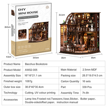 Bacchus Bookstore DIY Miniature House Kit