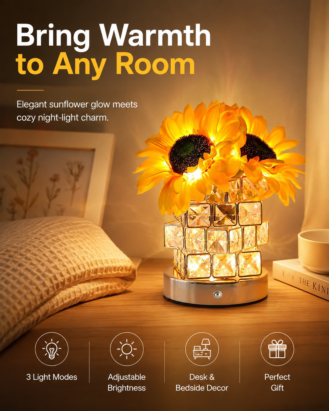 Sunflower Glow Crystal Lamp