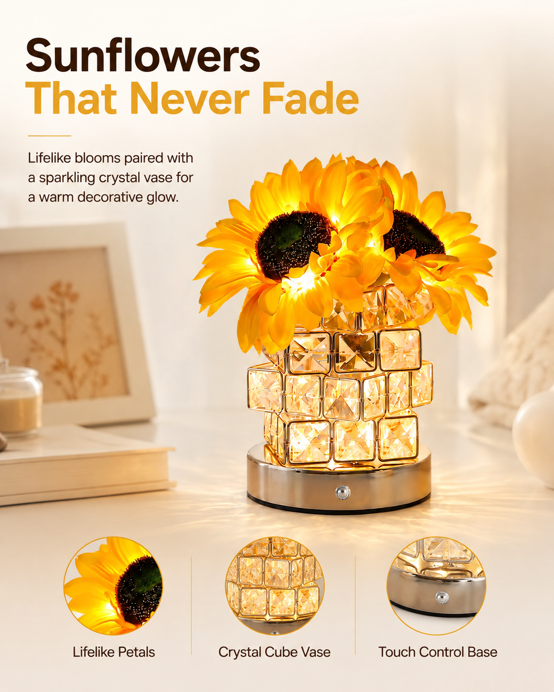 Sunflower Glow Crystal Lamp