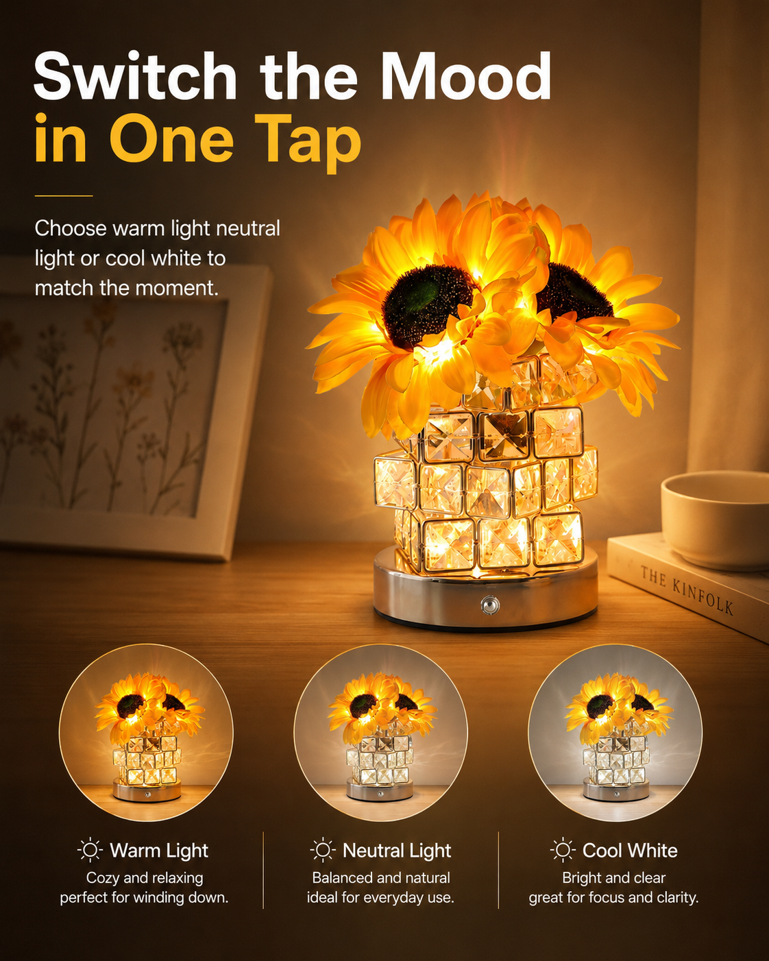 Sunflower Glow Crystal Lamp