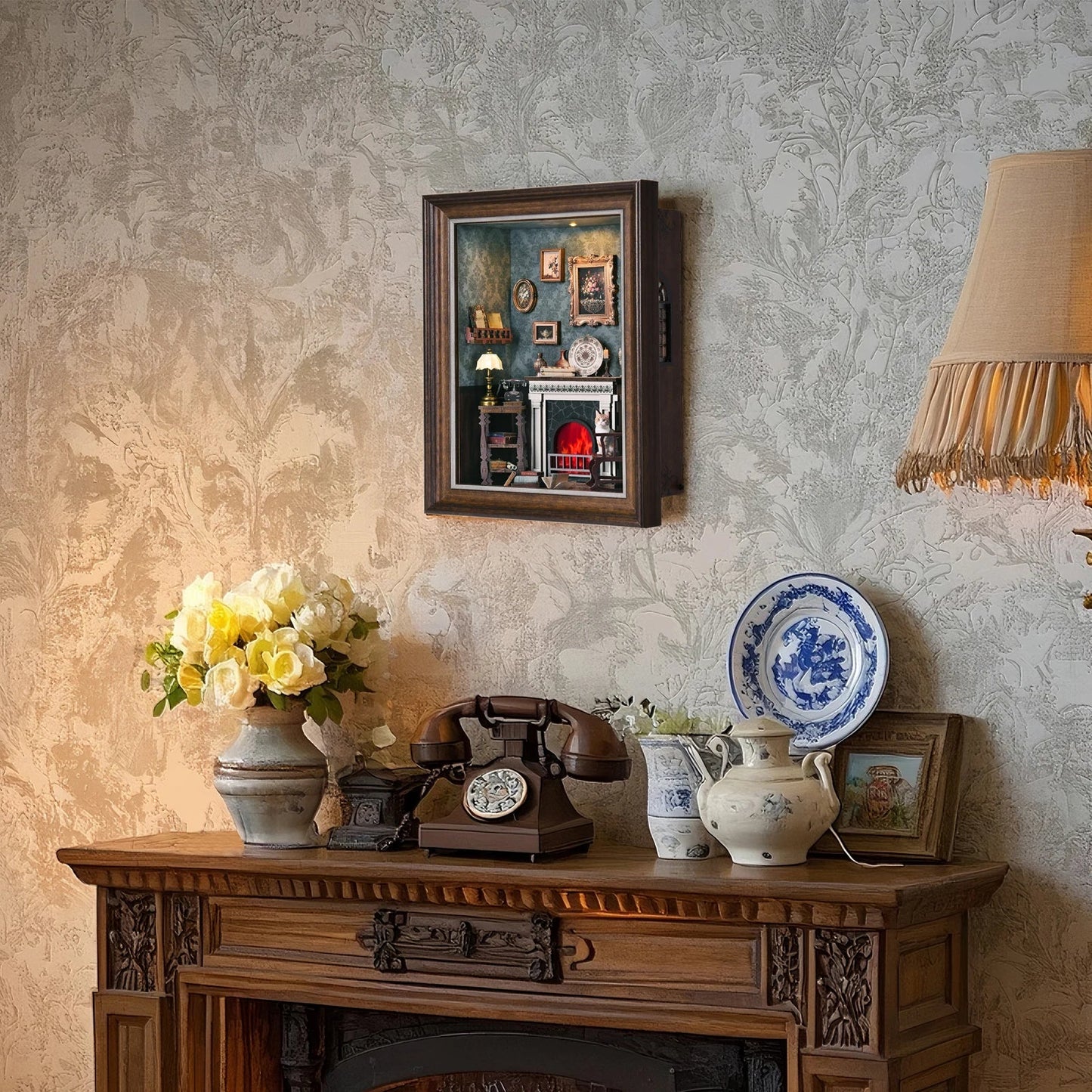 Vintage Fireplace Frame DIY Book Nook Kit