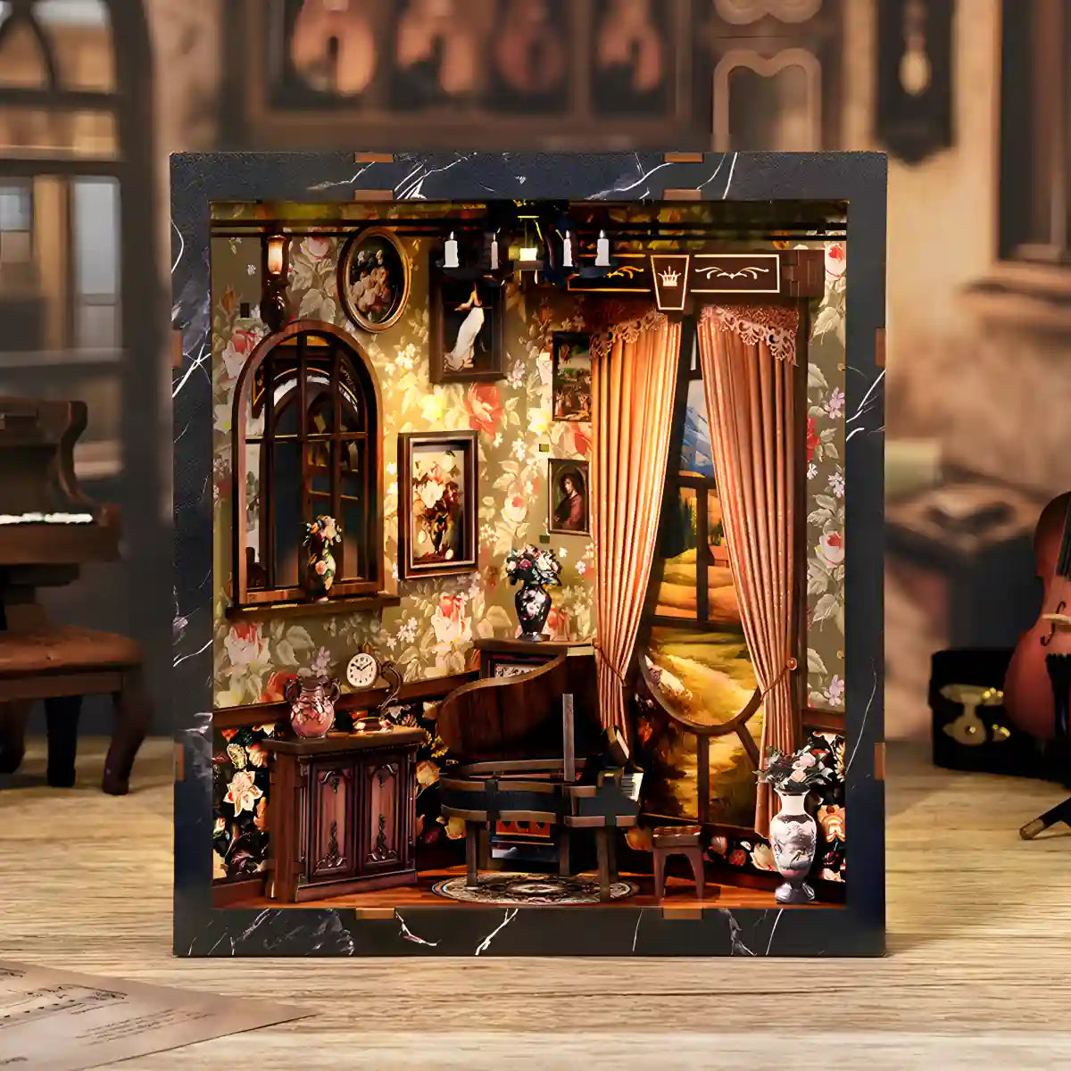European Melody Musical Instrument Box DIY Book Nook Kit