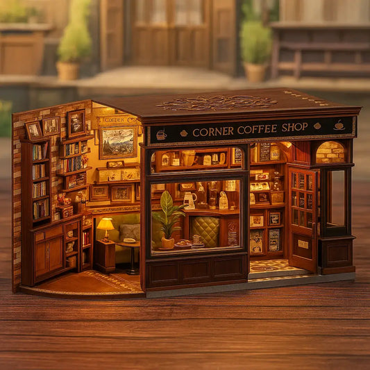 Corner Coffee Shop DIY Miniature House Kit